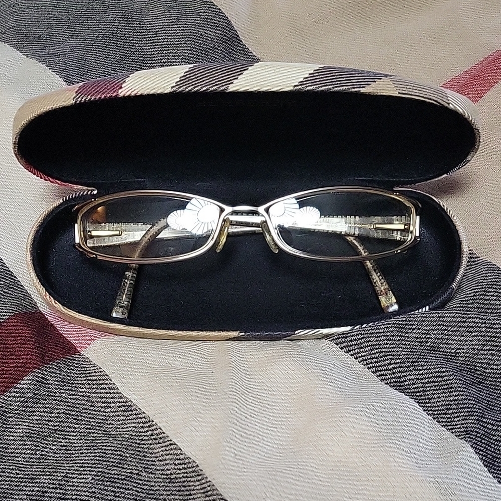 Burberry Plaid Eyeglasses with Case